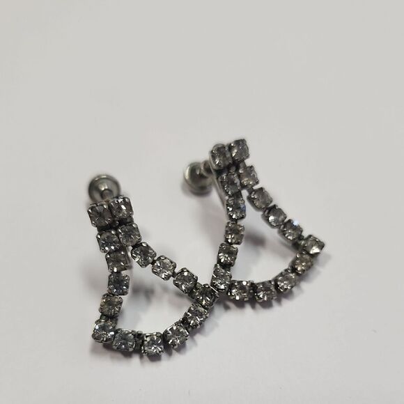 Vintage Silver Clear Crystal Earrings - Picture 1 of 4